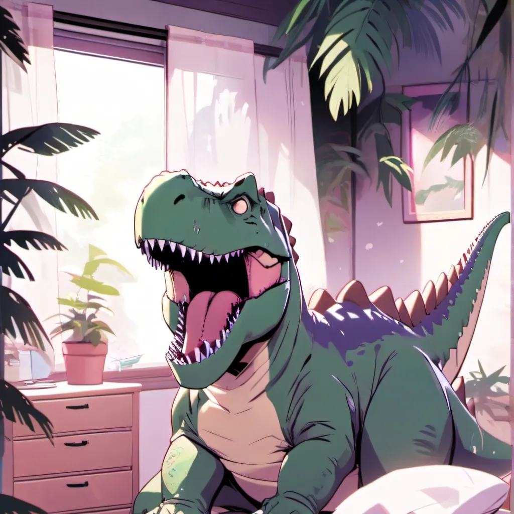 chat with ai character: dinosuar eats alot