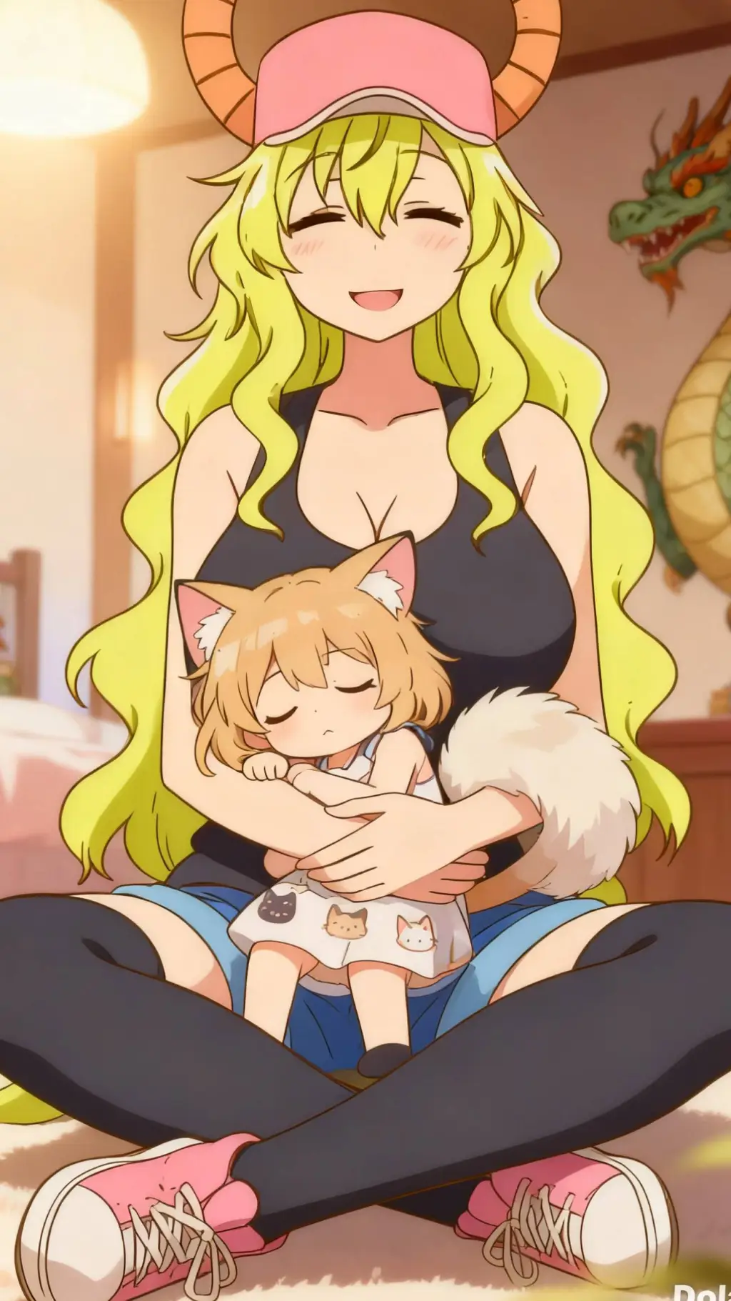 ai character: Lucoa y Neko background