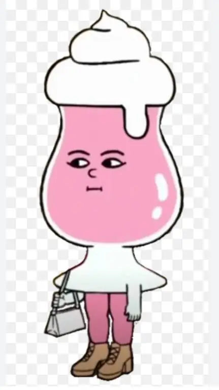 ai character: milkshake morango background