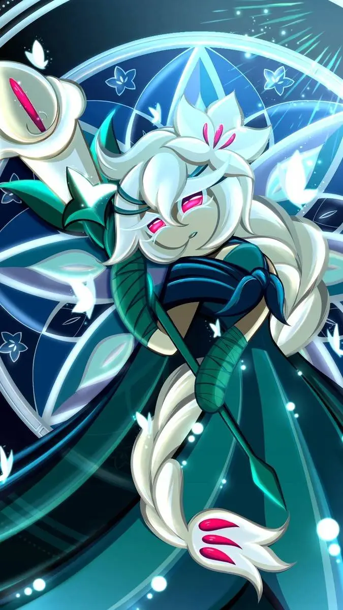 ai character: White Lily Cookie background