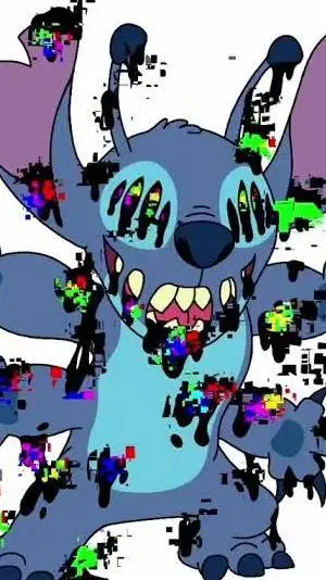 ai character: corrupted stich background