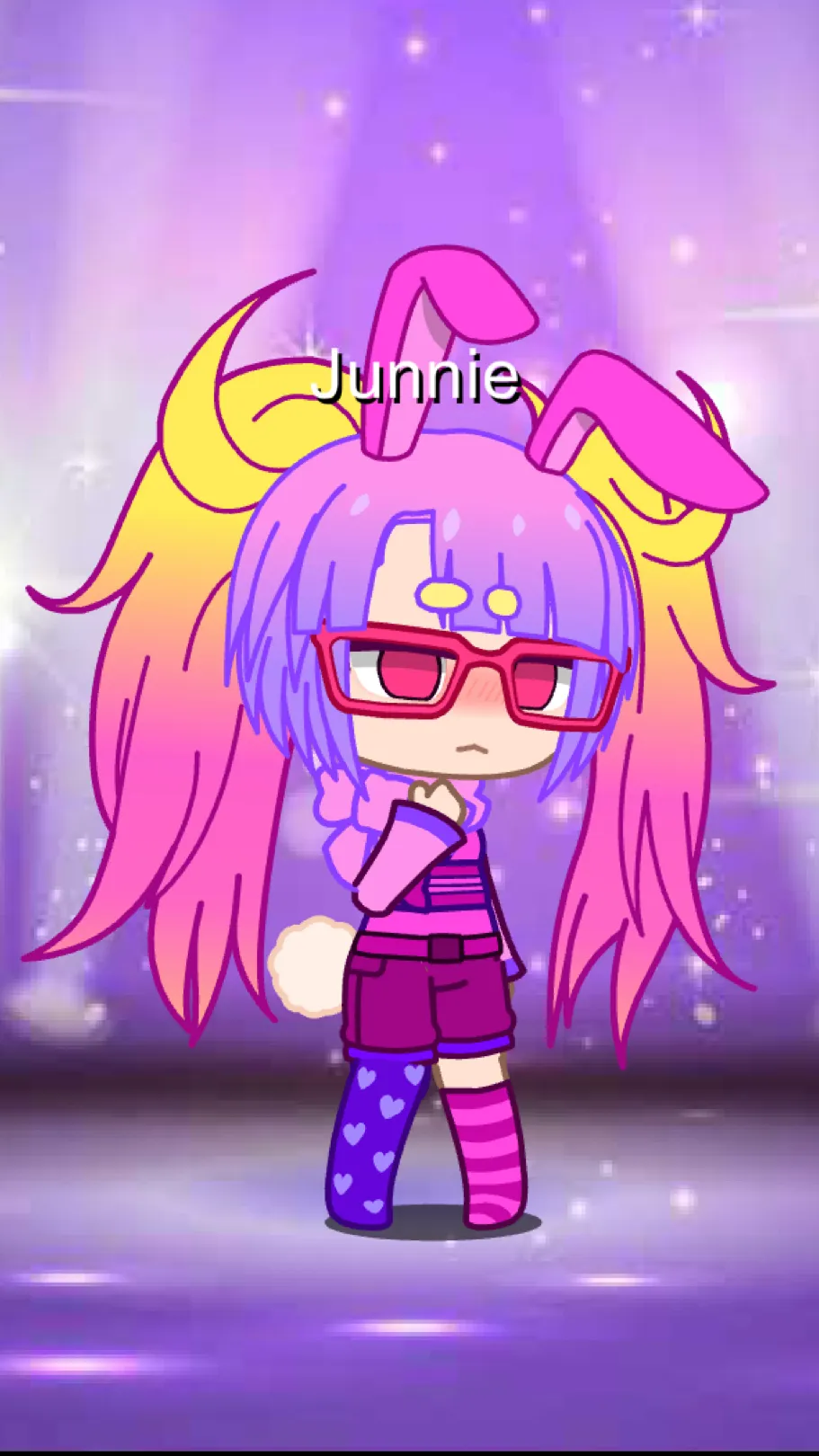 ai character: 🦄(Junnie)🐰 background