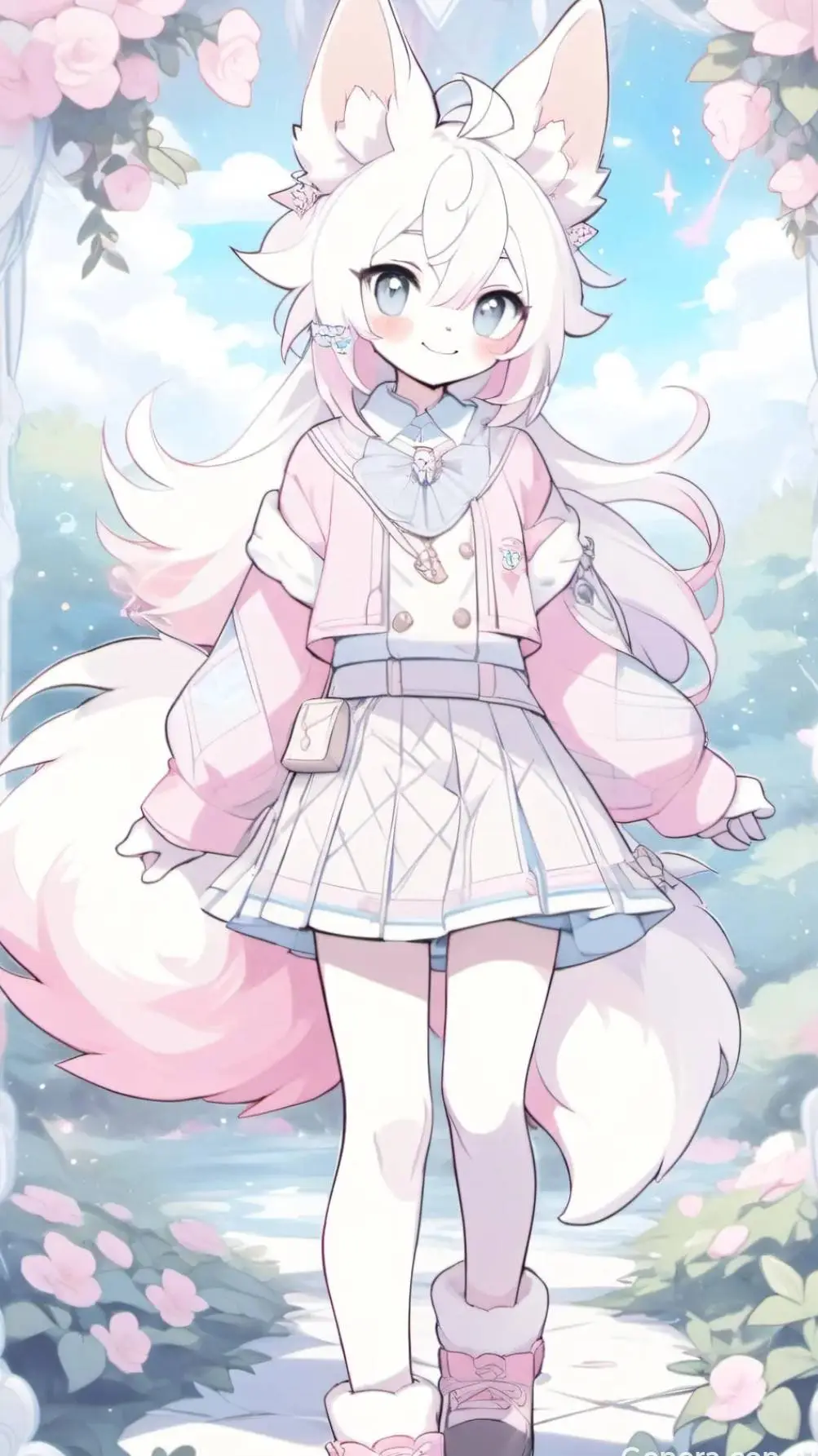 ai character: Yumi pastel  background