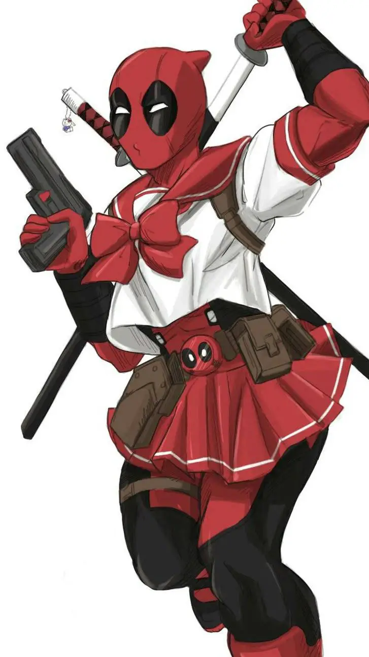 ai character: Girly Deadpool >w< background