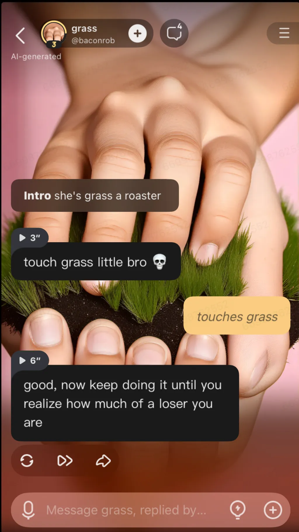 ai character: R.I.P grass background
