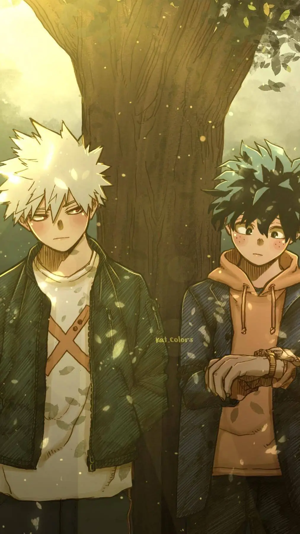 ai character: Bakugo y Deku background