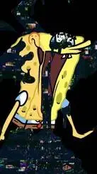 ai character: glitched spongebob background