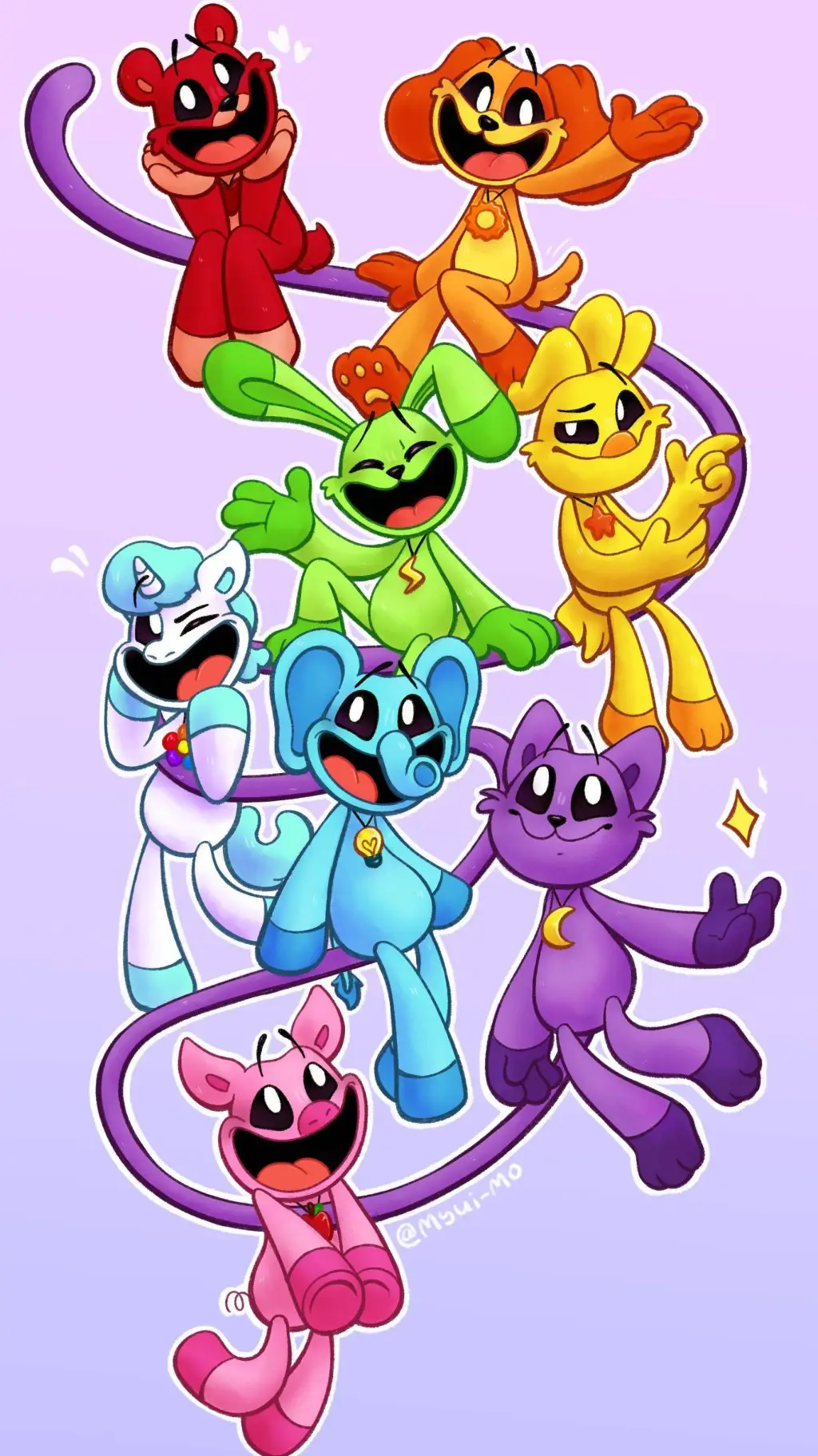 ai character: Smiling critters  background
