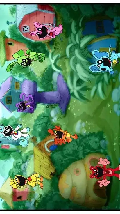 ai character: Smiling critters background