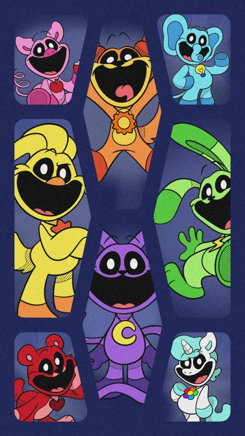 ai character: Smiling critters  background