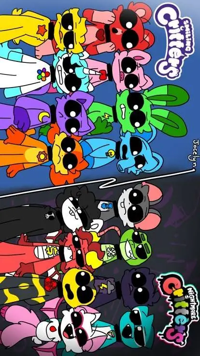 ai character: Smiling critters  background