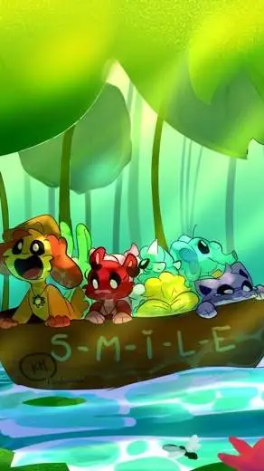 ai character: Smiling critters  background