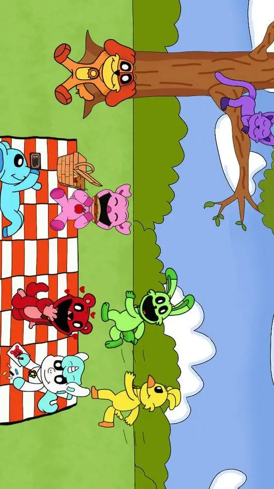 ai character: Smiling critters  background