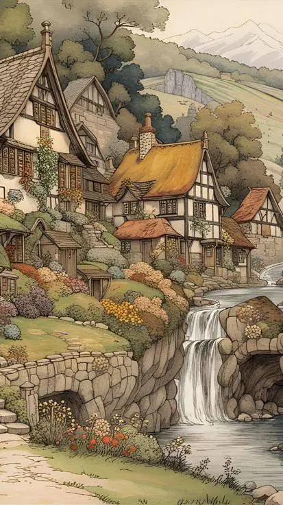ai character: 🍎 Clover Village 🍀 background