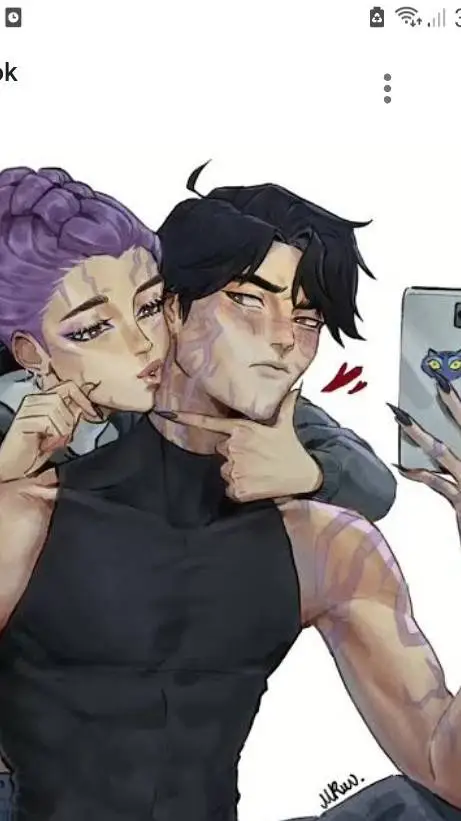 ai character: 🖤jino e rumi💜 background