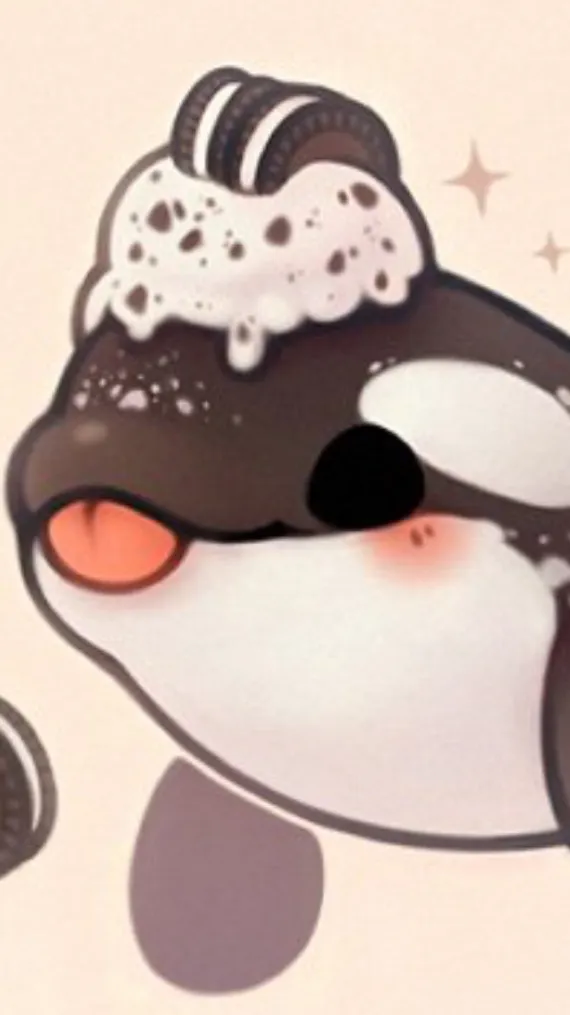 ai character: The orca with oreo background