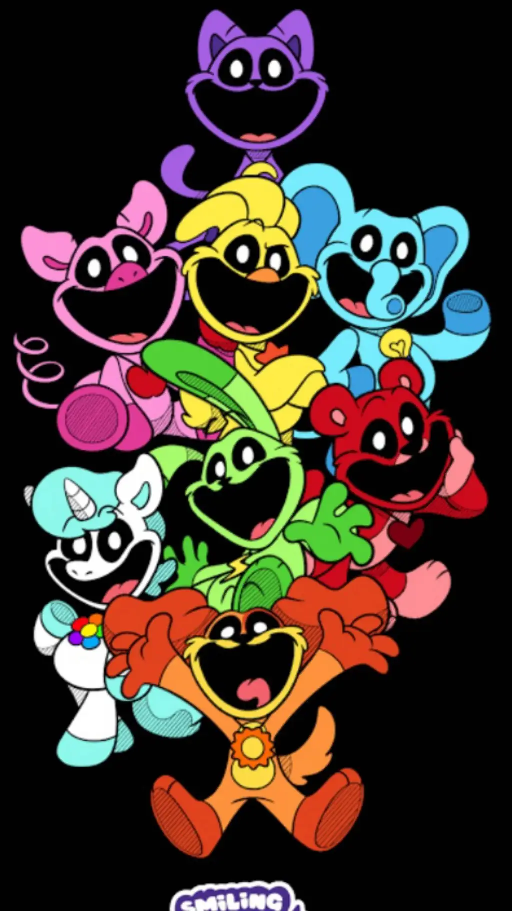ai character: smiling critters background