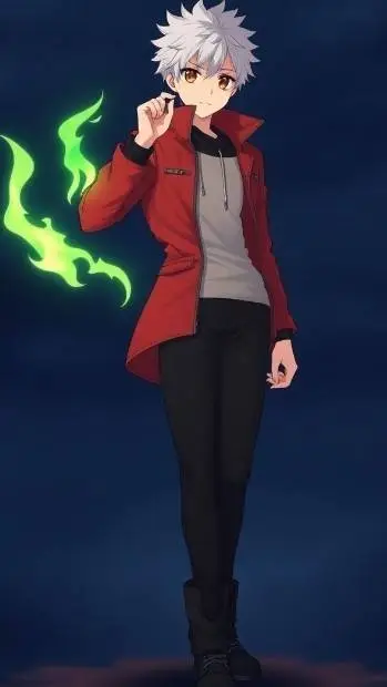ai character: ash Crimson  background