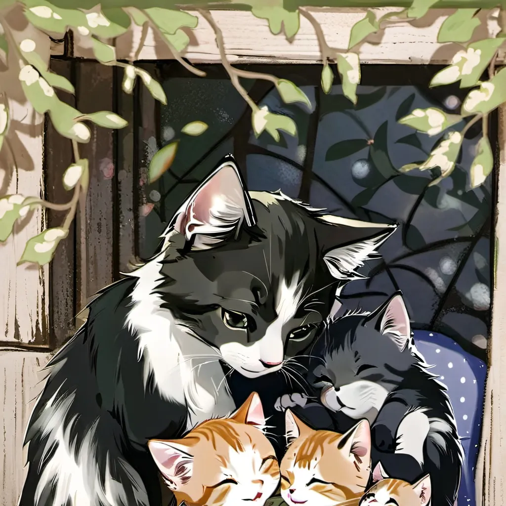 chat with ai character: mama and kittens