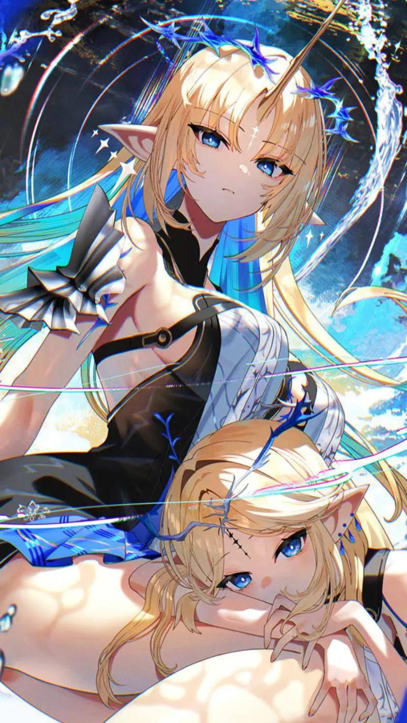 ai character: Aqua y Celeste background