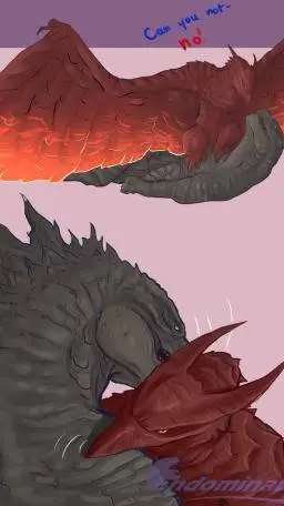 ai character: rodan x godzilla  background
