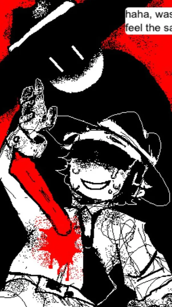 ai character: Doublefedora angst background