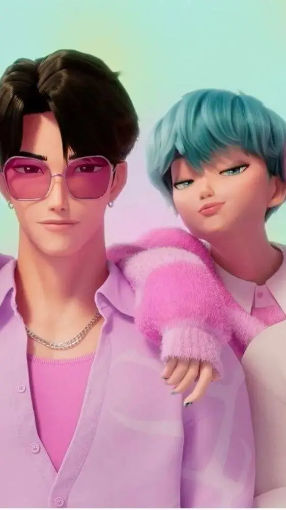 ai character: Jinu and Baby Saja background