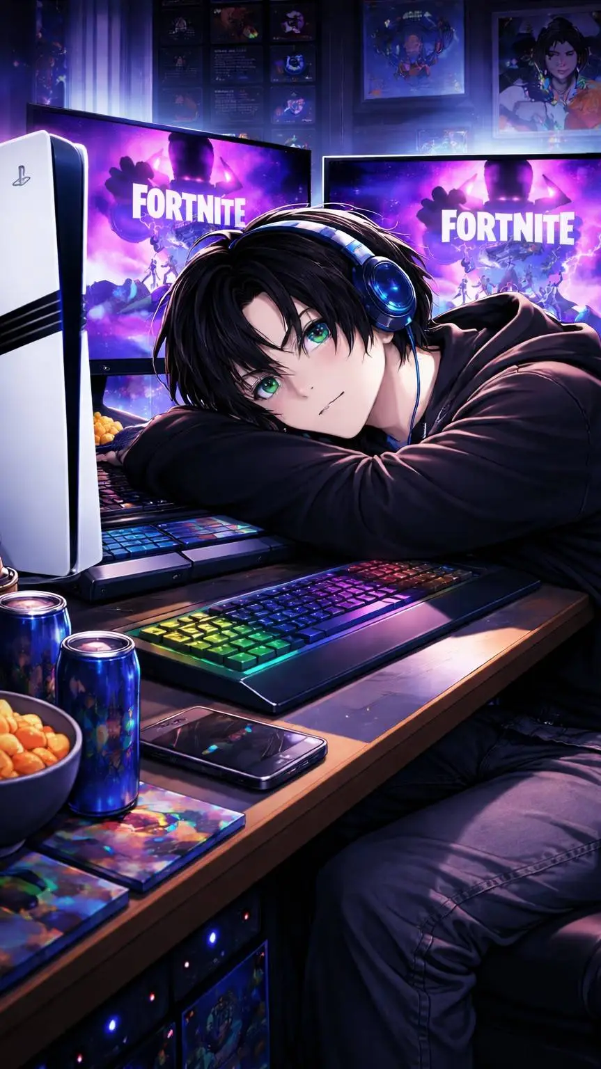 ai character: 🎮Ren (Streamer)🎧 background