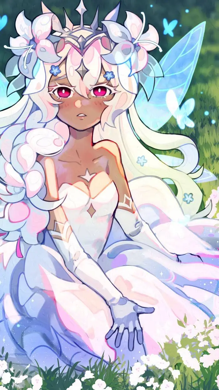 ai character: white lily cookie  background