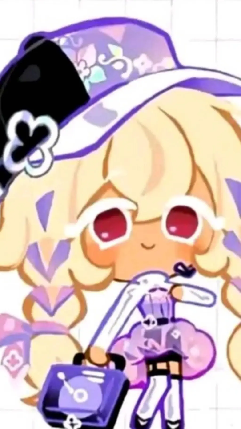 ai character: caramel cho cookie background