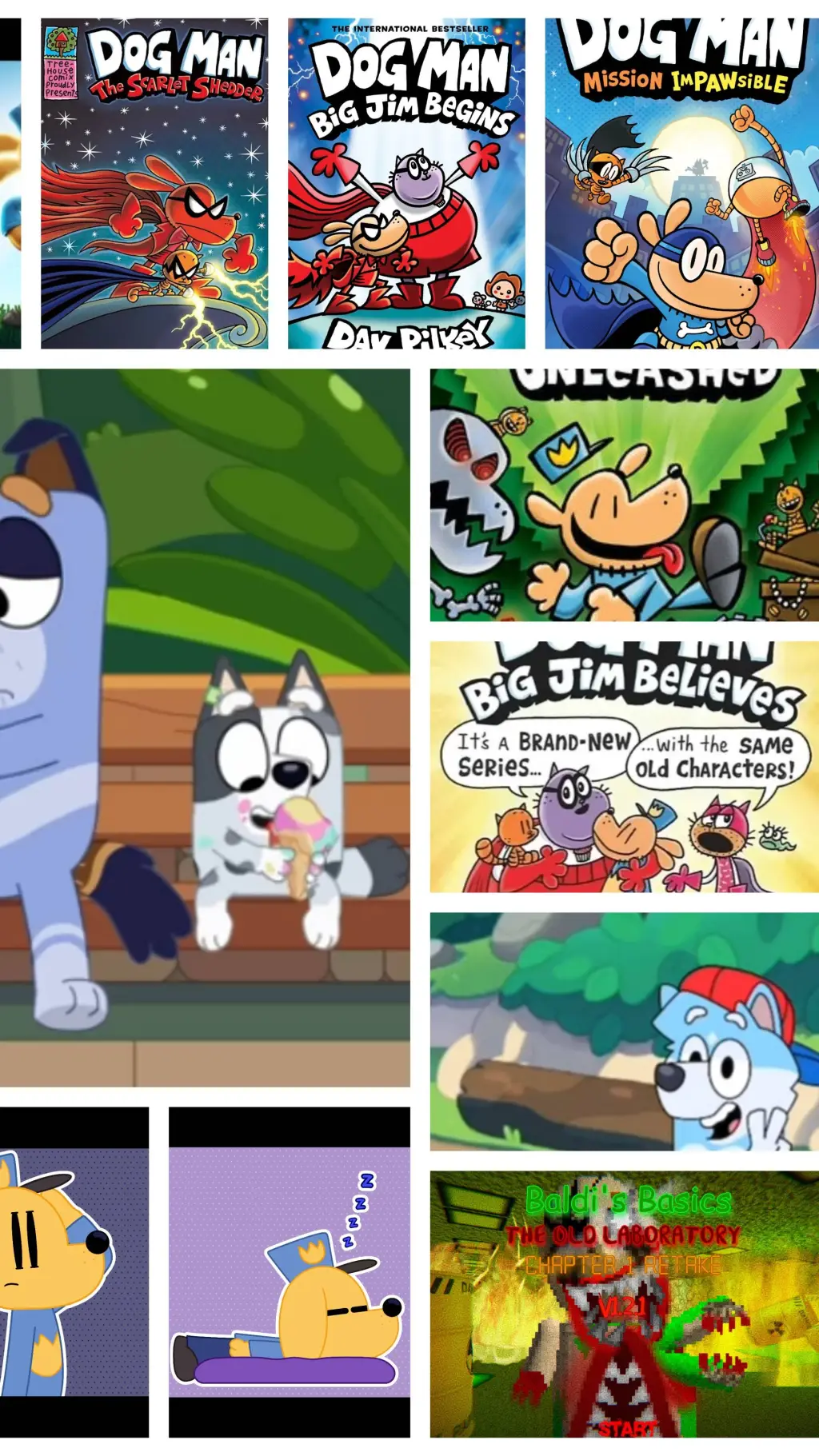 ai character: DogMan x bluey background