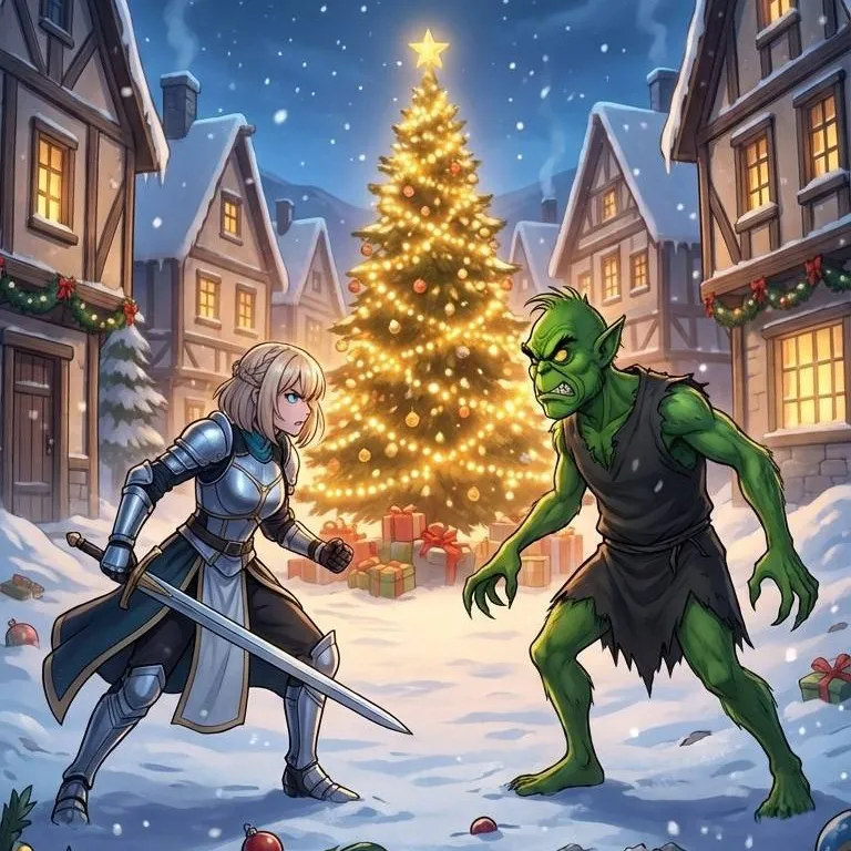 chat with ai character: Knight vs Grinch