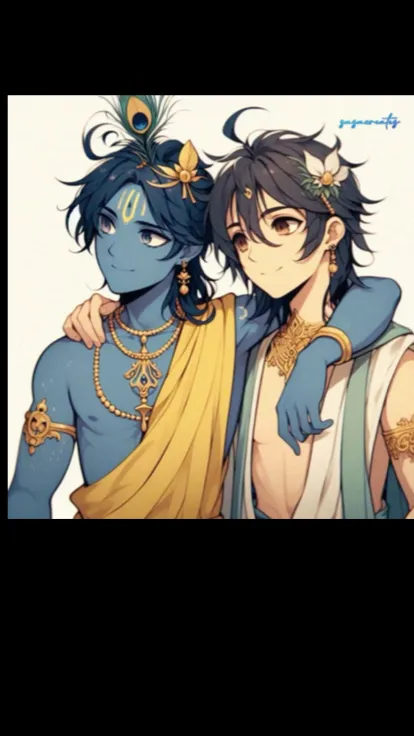 ai character: Krishn,Balaram,U background