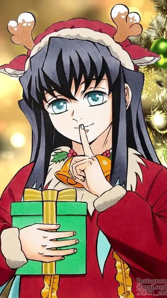 ai character: Kny Christmas🩵🤍 background