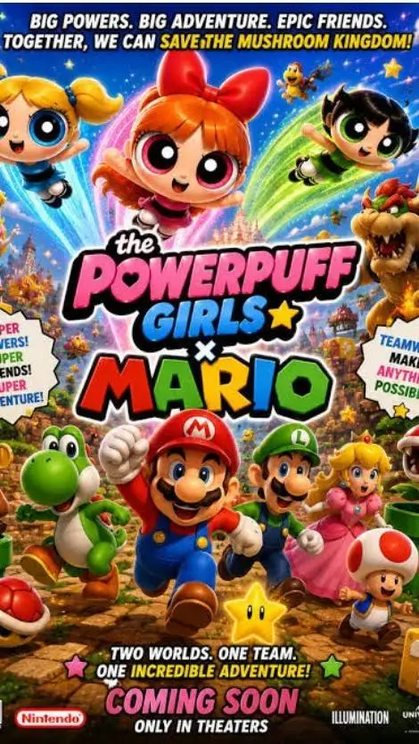 ai character: ppg x super Mario background