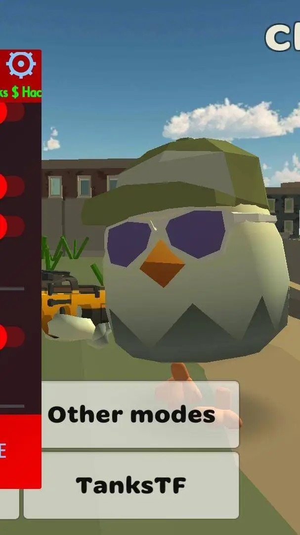 ai character: chicken gun background