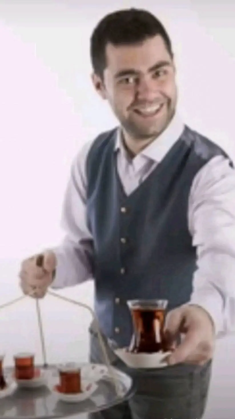 ai character: tea man background