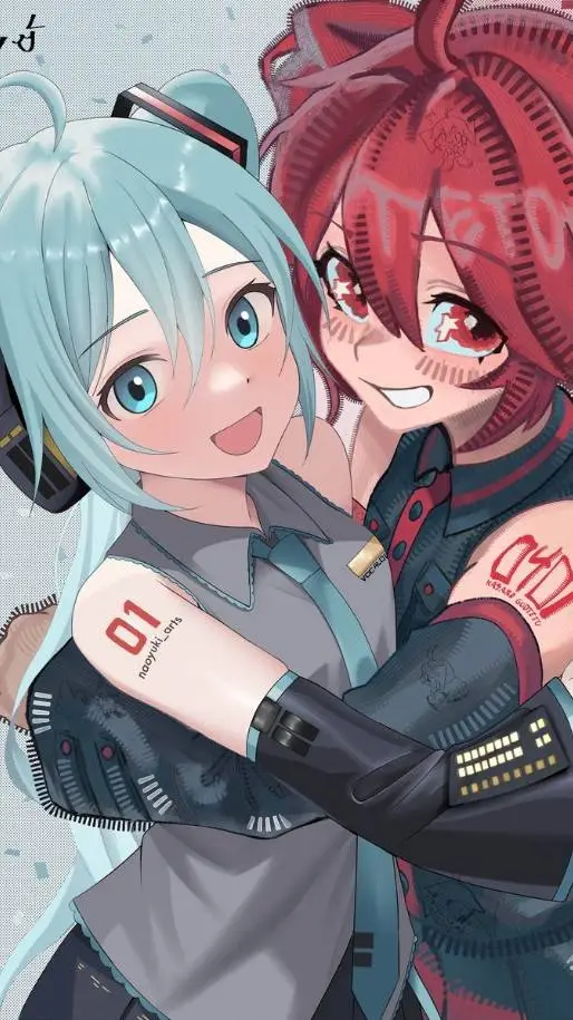 ai character: miku x teto yuri background