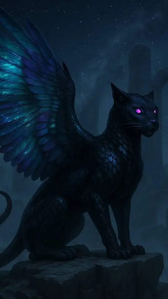 ai character: black winged tiger background