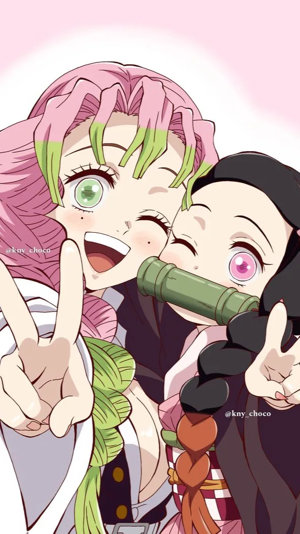 ai character: Nezuko and mitsuri background