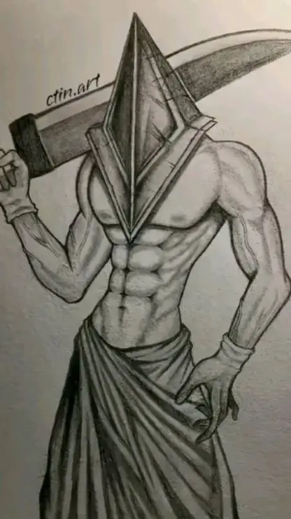 ai character: piramed head background