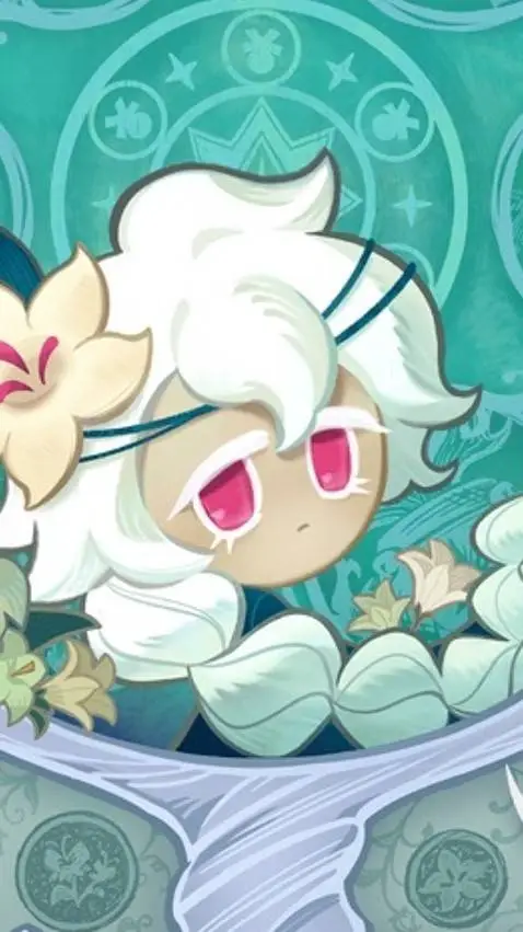 ai character: White lily cookie background