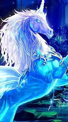 ai character: unicornio azul  background