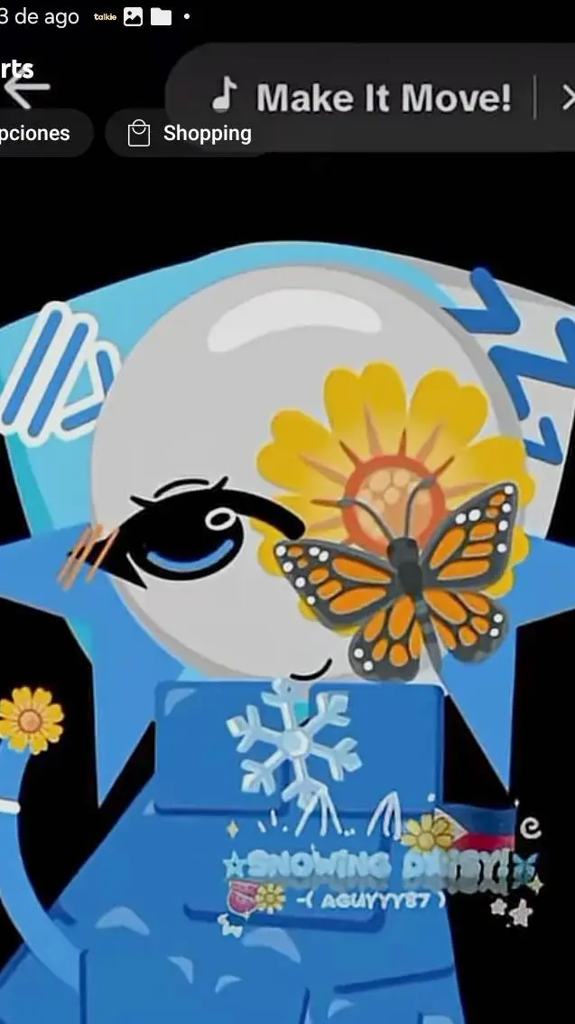 ai character: snowy daisy background