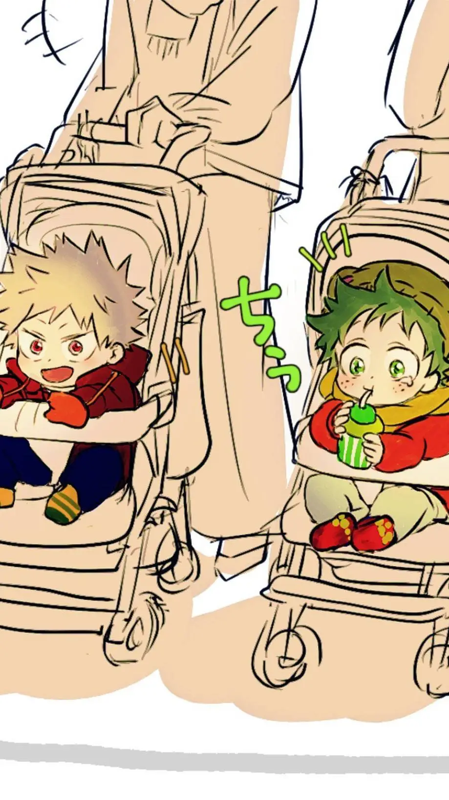 ai character: Bakugo y Deku bebe background