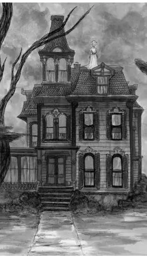ai character: MHA Haunted House background
