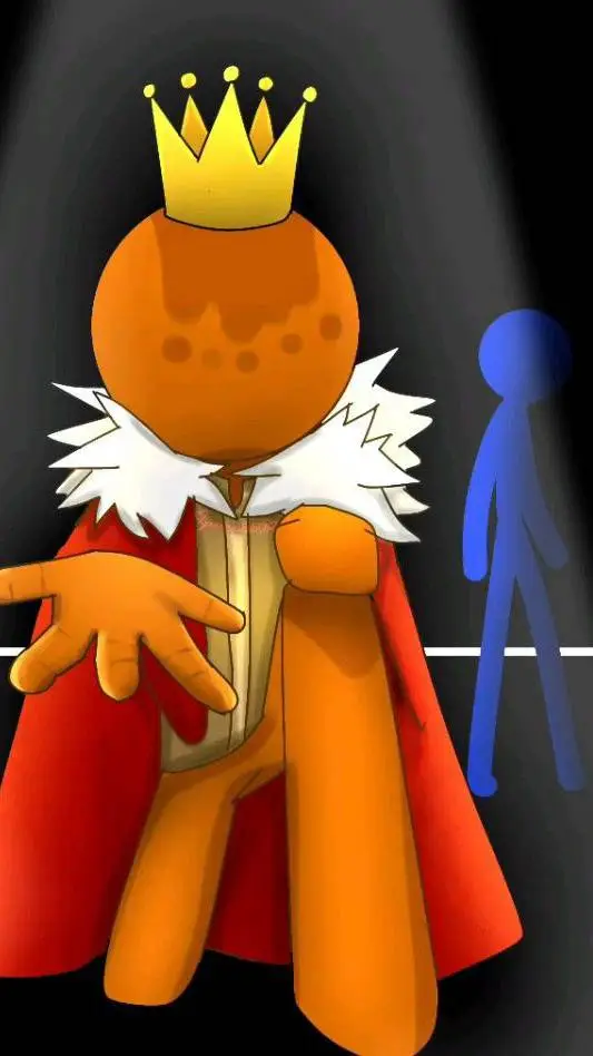 ai character: orange and navy… background