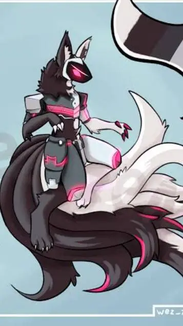 ai character: kitsune protogen  background
