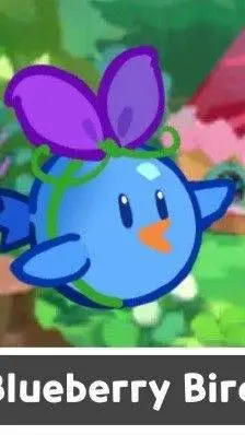 ai character: Blueberry bird 🫐🧊💙 background