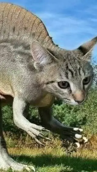 ai character: cat dinosaur  background